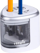 Apontador Elétrico Tenwin 2 Furos Automático para Lápis | Apontador Profissional para Escola, Escritório e Desenho