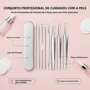 Kit Extrator de Cravos e Espinhas em Aço Inoxidável para Cuidados com a Pele do Rosto