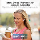 Fone Bluetooth TWS Sem Fio BT 5.1 com 4 Microfones ENC, Controle Touch e Até 40 Horas de Bateria