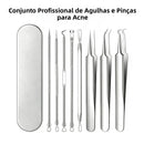 Kit Extrator de Cravos e Espinhas em Aço Inoxidável para Cuidados com a Pele do Rosto