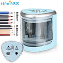 Apontador Elétrico Tenwin 2 Furos Automático para Lápis | Apontador Profissional para Escola, Escritório e Desenho