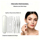 Kit Extrator de Cravos e Espinhas em Aço Inoxidável para Cuidados com a Pele do Rosto